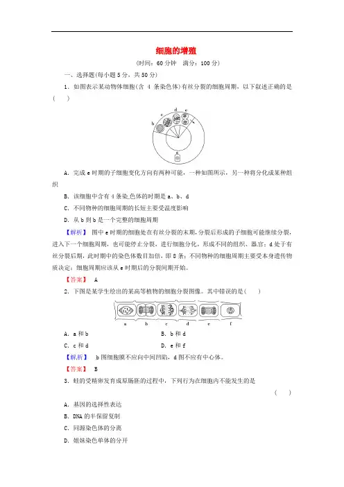 高考生物总复习 细胞的增殖试题含解析
