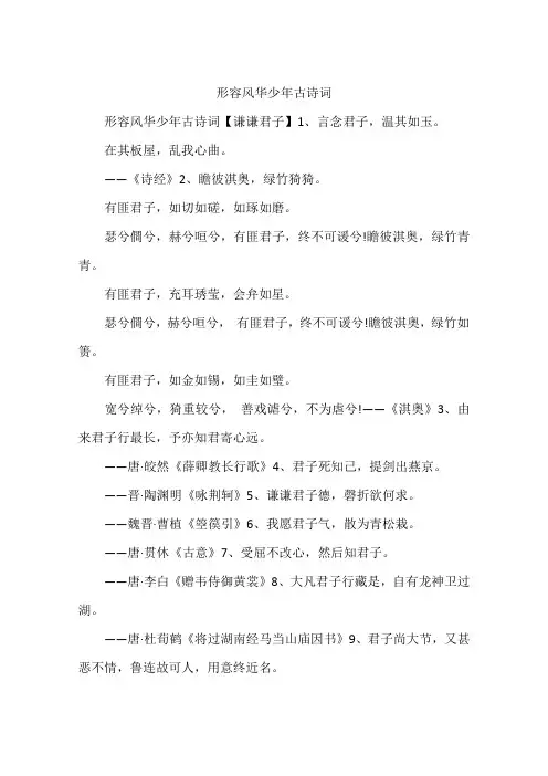 形容风华少年古诗词