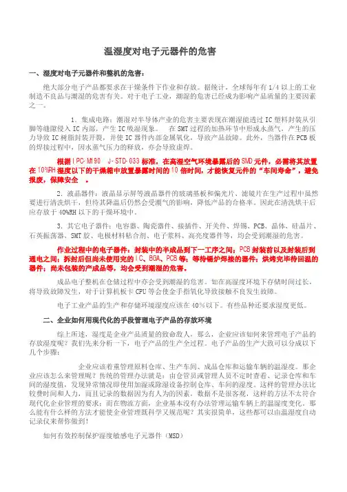温湿度对电子元器件的影响