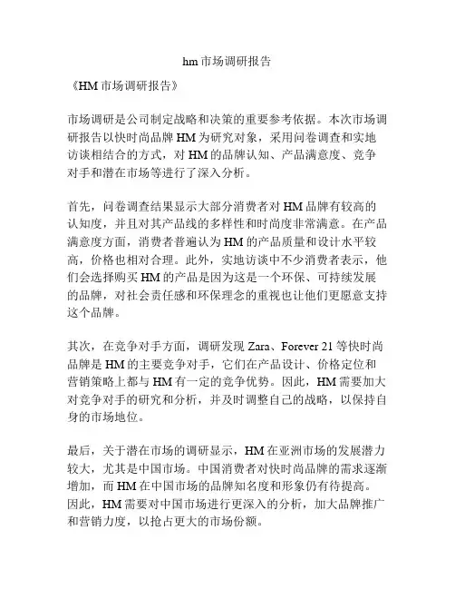 hm市场调研报告