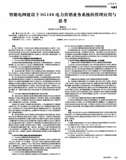 智能电网建设下SG186电力营销业务系统的管理应用与思考