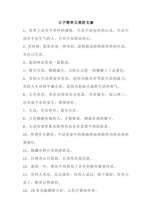 日子简单又美好文案