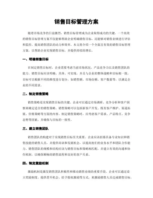 销售目标管理方案