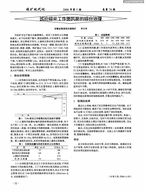 试论综采工作面瓦斯的综合治理