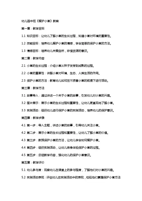 幼儿园中班《爱护小草》教案