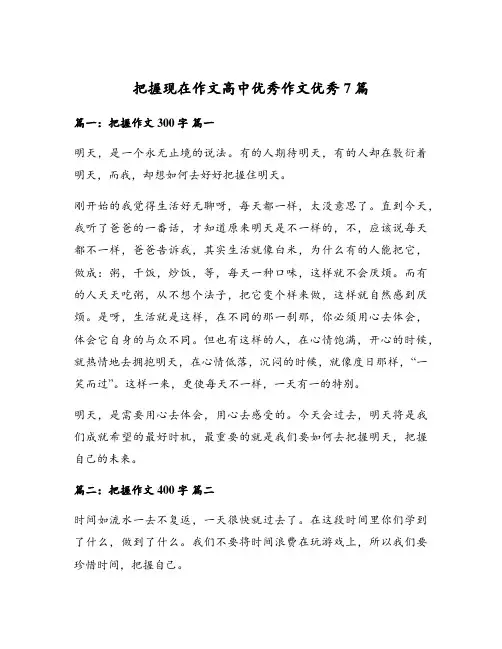 把握现在作文高中优秀作文优秀7篇