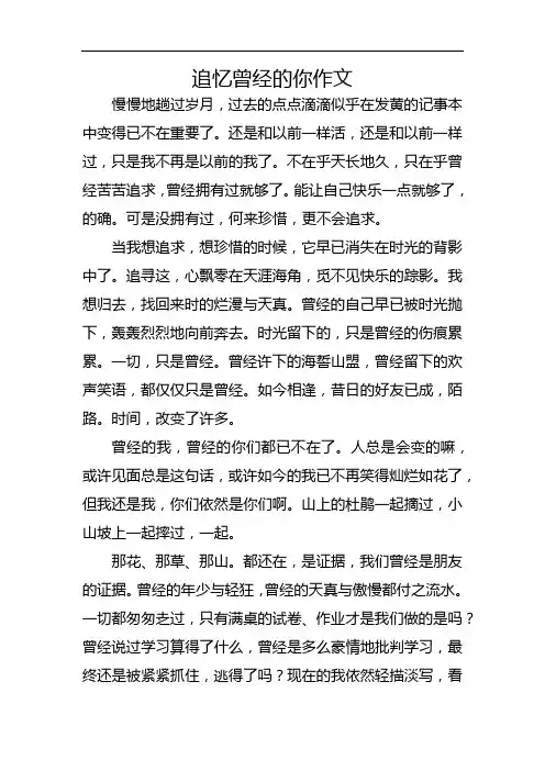 追忆曾经的你作文