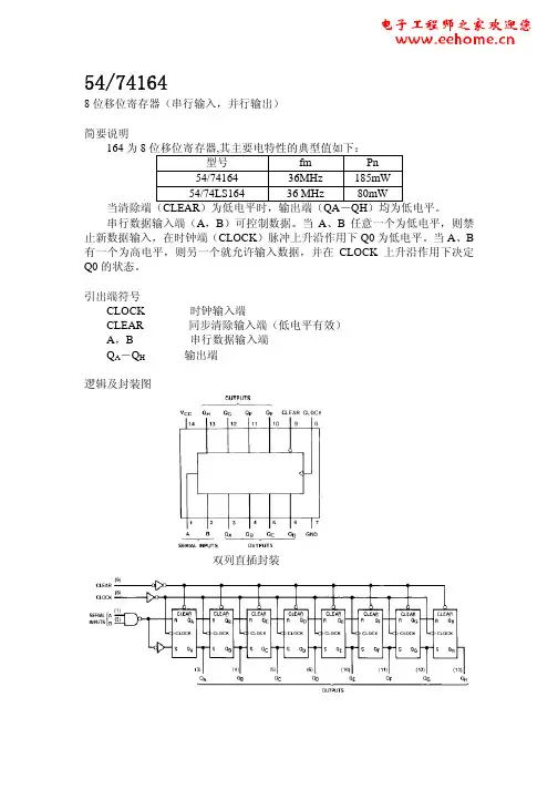 74hc164 74ls164中文数据手册