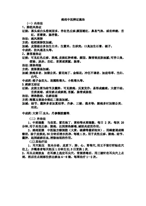痤疮中医辨证施治