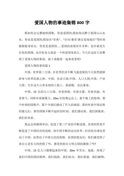 爱国人物的事迹集锦800字