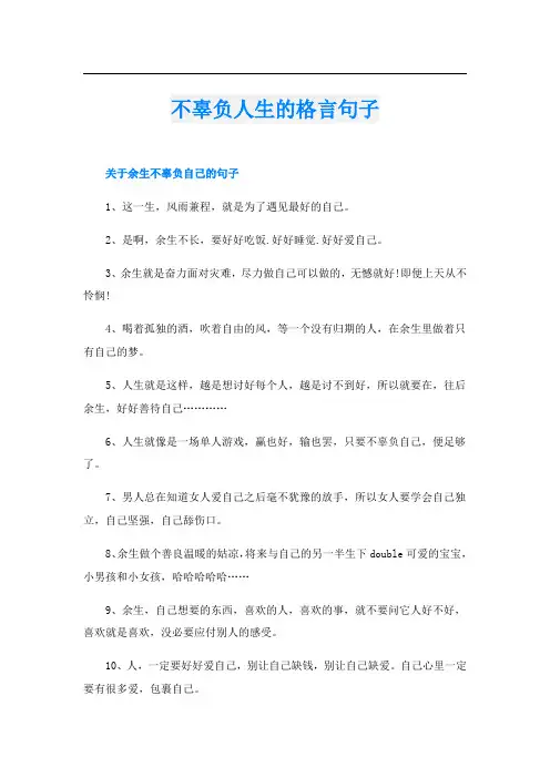 不辜负人生的格言句子
