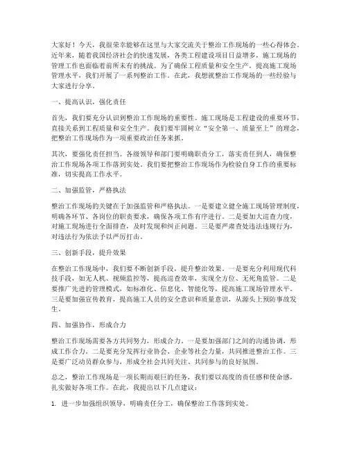 整治工作现场交流发言稿