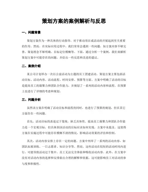 策划方案的案例解析与反思