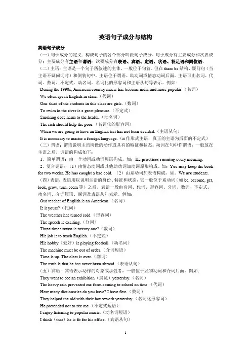 英语划分句子成分句式练习题及答案