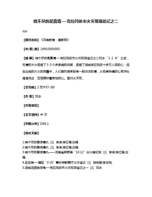 烧不尽的是真情──克拉玛依市火灾现场追记之二