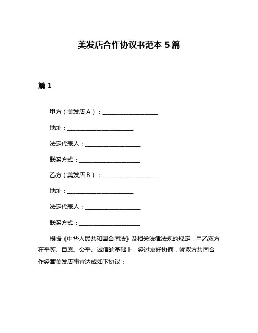 美发店合作协议书范本5篇