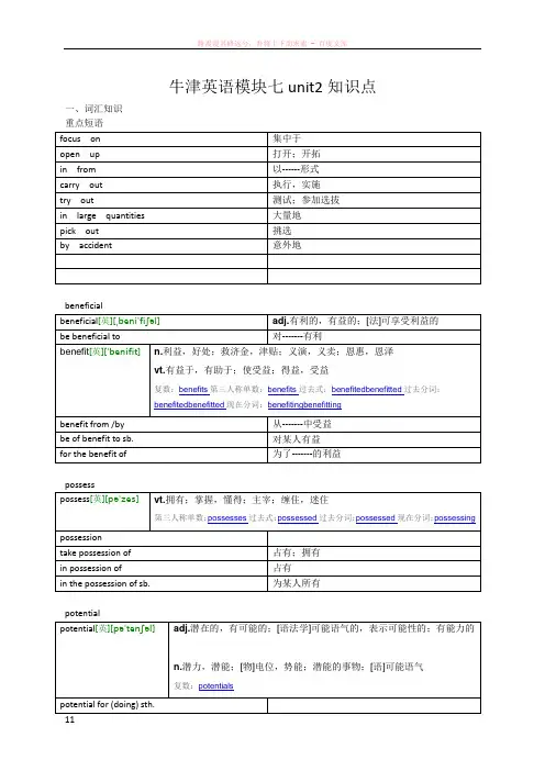牛津英语模块七unit2知识点