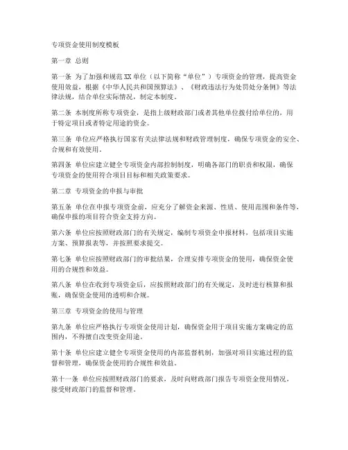 专项资金使用制度模板