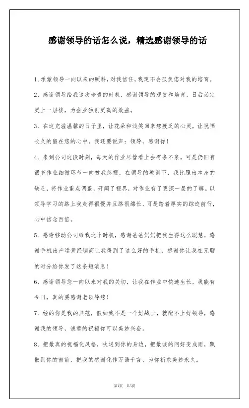 感谢领导的话怎么说,精选感谢领导的话