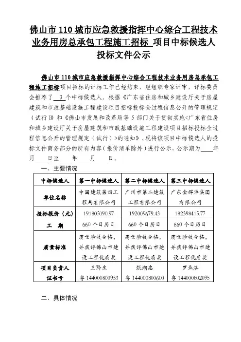 投标文件公开模板