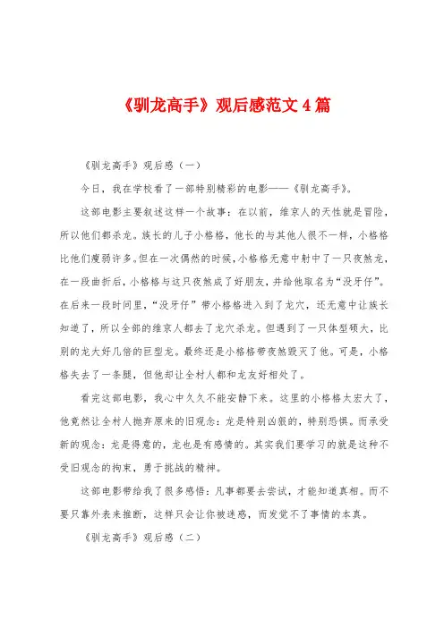 《驯龙高手》观后感范文4篇