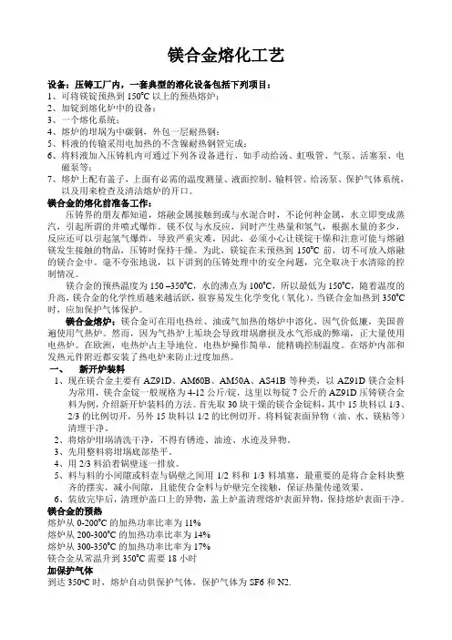 镁合金熔化工艺