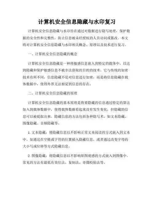 计算机安全信息隐藏与水印复习