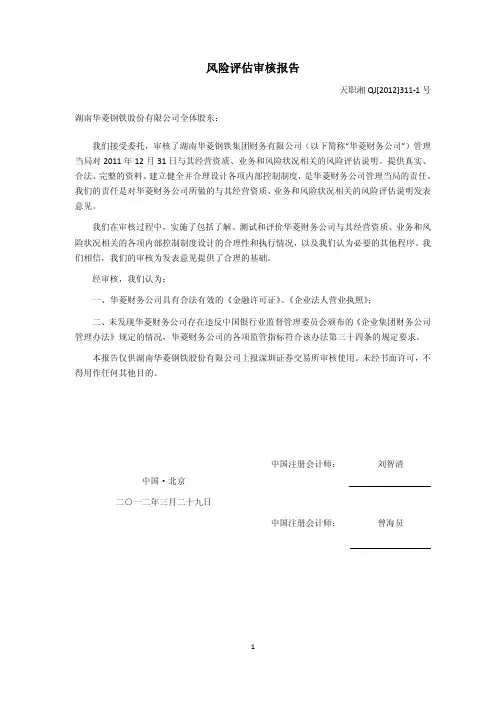 风险评估审核报告-华菱钢铁