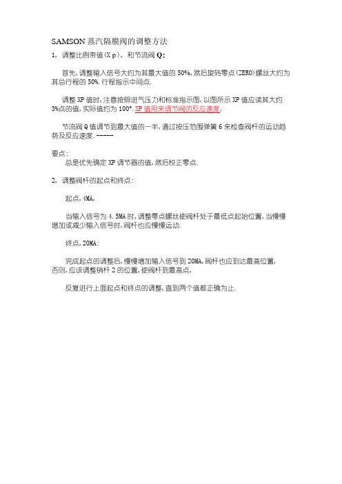 SAMSON 蒸汽隔膜阀的调整方法
