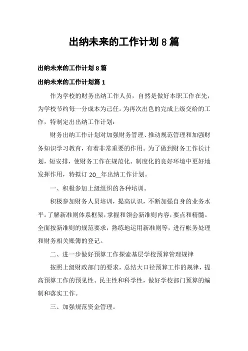 出纳未来的工作计划8篇