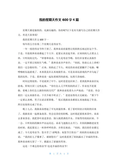 我的星期天作文600字4篇