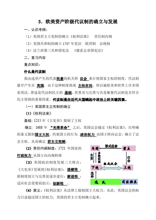 3.欧美资产阶级代议制的确立与发展