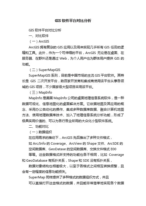 GIS软件平台对比分析