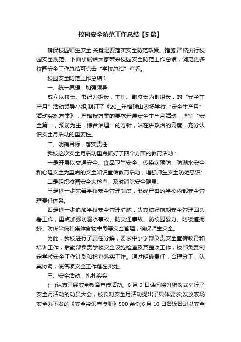 校园安全防范工作总结【5篇】