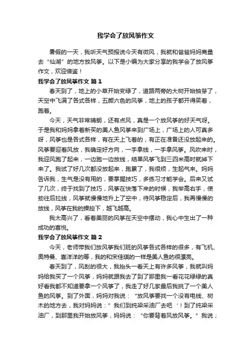 我学会了放风筝作文（精选31篇）