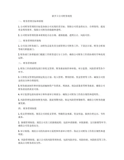 新开立公司财务制度