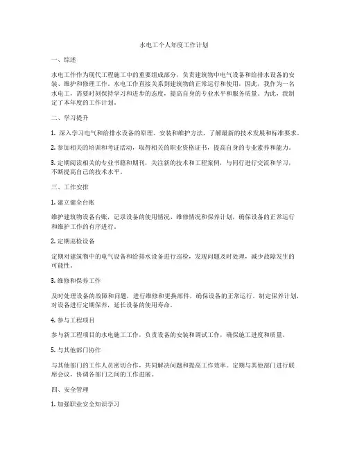 水电工个人年度工作计划