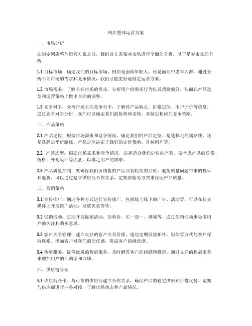 网店整体运营方案