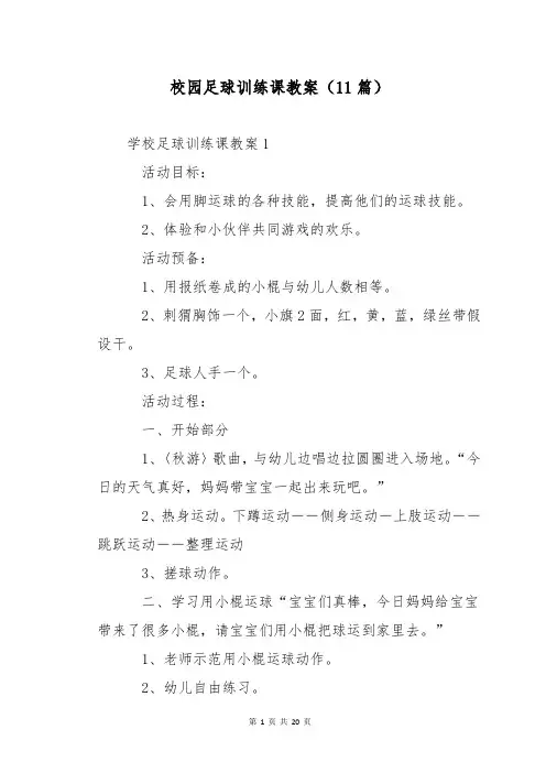 校园足球训练课教案(11篇)