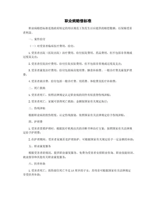 职业病赔偿标准