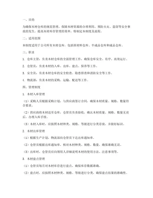 木材仓库管理制度及流程