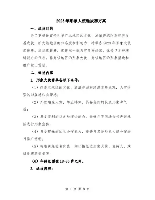 2023年形象大使选拔赛方案