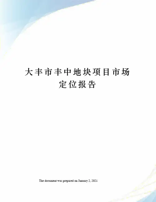 大丰市丰中地块项目市场定位报告