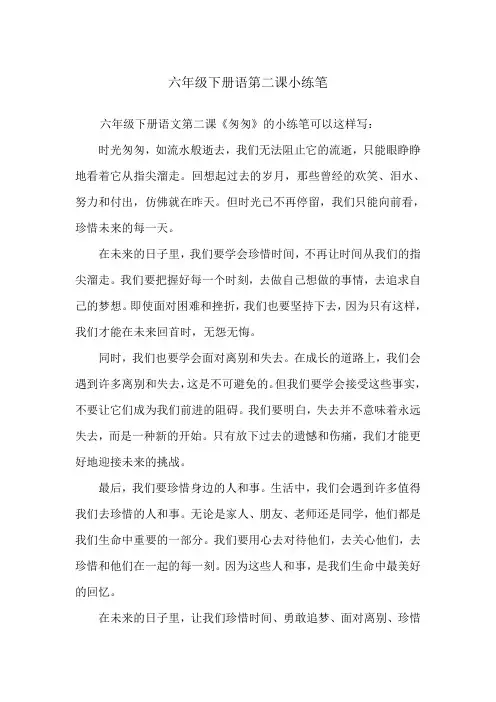 六年级下册语第二课小练笔