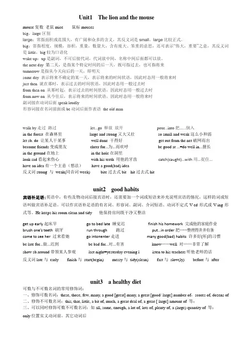 (完整word版)小学牛津英语译林版6B英语知识点