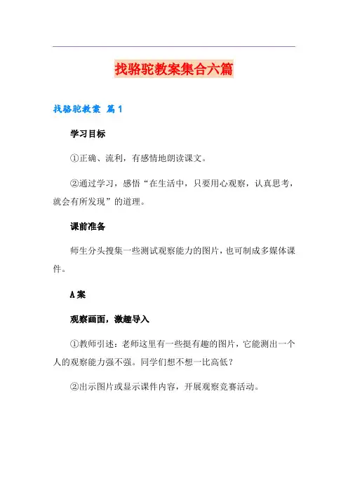 找骆驼教案集合六篇