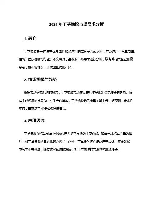 2024年丁基橡胶市场需求分析