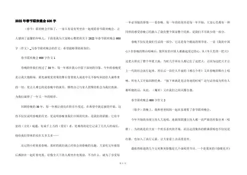 2022年春节联欢晚会600字
