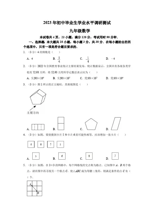 2023年广东省河源市东源县中考数学一模试卷(含解析)