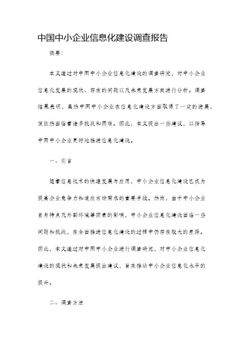 中国中小企业信息化建设调查报告